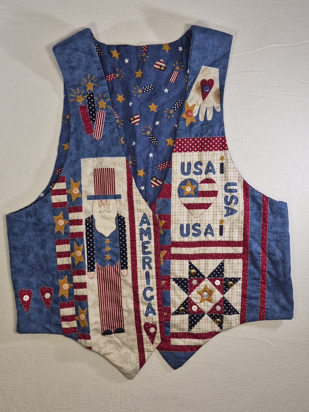 Patriotic Blue USA Quilted Americana Vest